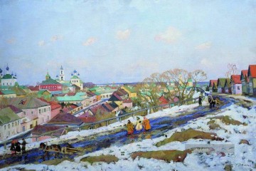 Landschaft im Schnee Werke - in der Provinz torjok tver Gouvernement 1914 Konstantin Yuon Schneelandschaft